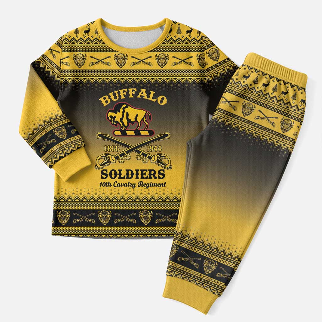 Afro Christmas Buffalo Soldiers Christmas Pajama Set 10th Cavalry Regiment - African Pride