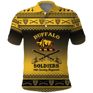 Afro Christmas Buffalo Soldiers Polo Shirt 10th Cavalry Regiment - African Pride