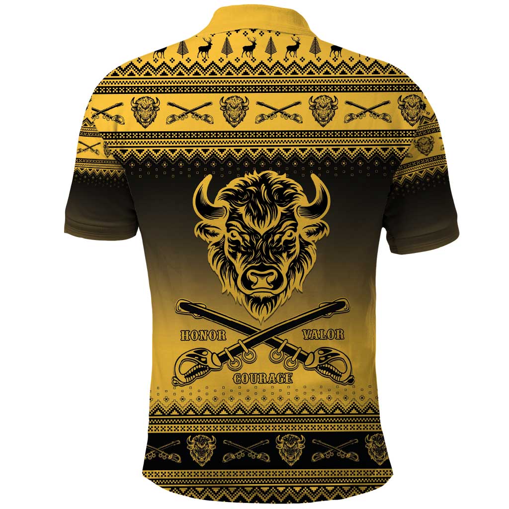Afro Christmas Buffalo Soldiers Polo Shirt 10th Cavalry Regiment - African Pride