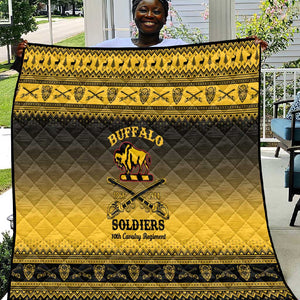 Afro Christmas Buffalo Soldiers Quilt 10th Cavalry Regiment - African Pride