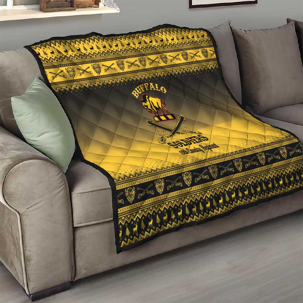 Afro Christmas Buffalo Soldiers Quilt 10th Cavalry Regiment - African Pride