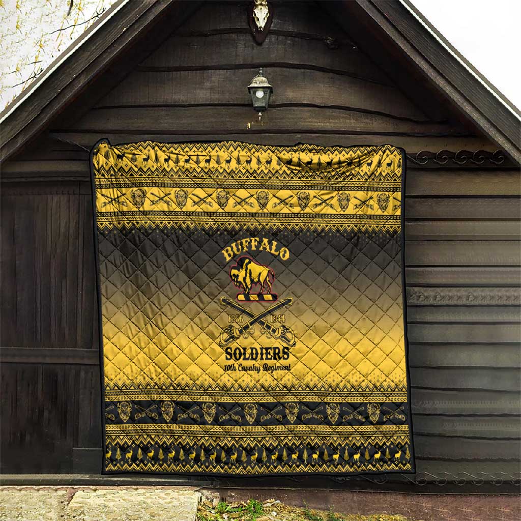 Afro Christmas Buffalo Soldiers Quilt 10th Cavalry Regiment - African Pride