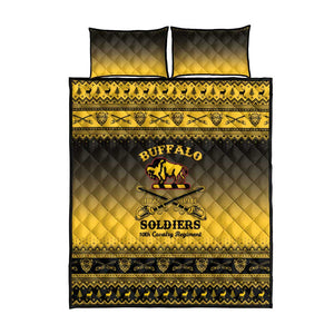 Afro Christmas Buffalo Soldiers Quilt Bed Set 10th Cavalry Regiment - African Pride