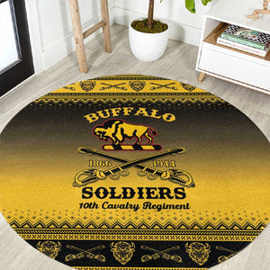 Afro Christmas Buffalo Soldiers Round Carpet 10th Cavalry Regiment - African Pride