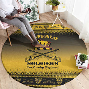Afro Christmas Buffalo Soldiers Round Carpet 10th Cavalry Regiment - African Pride