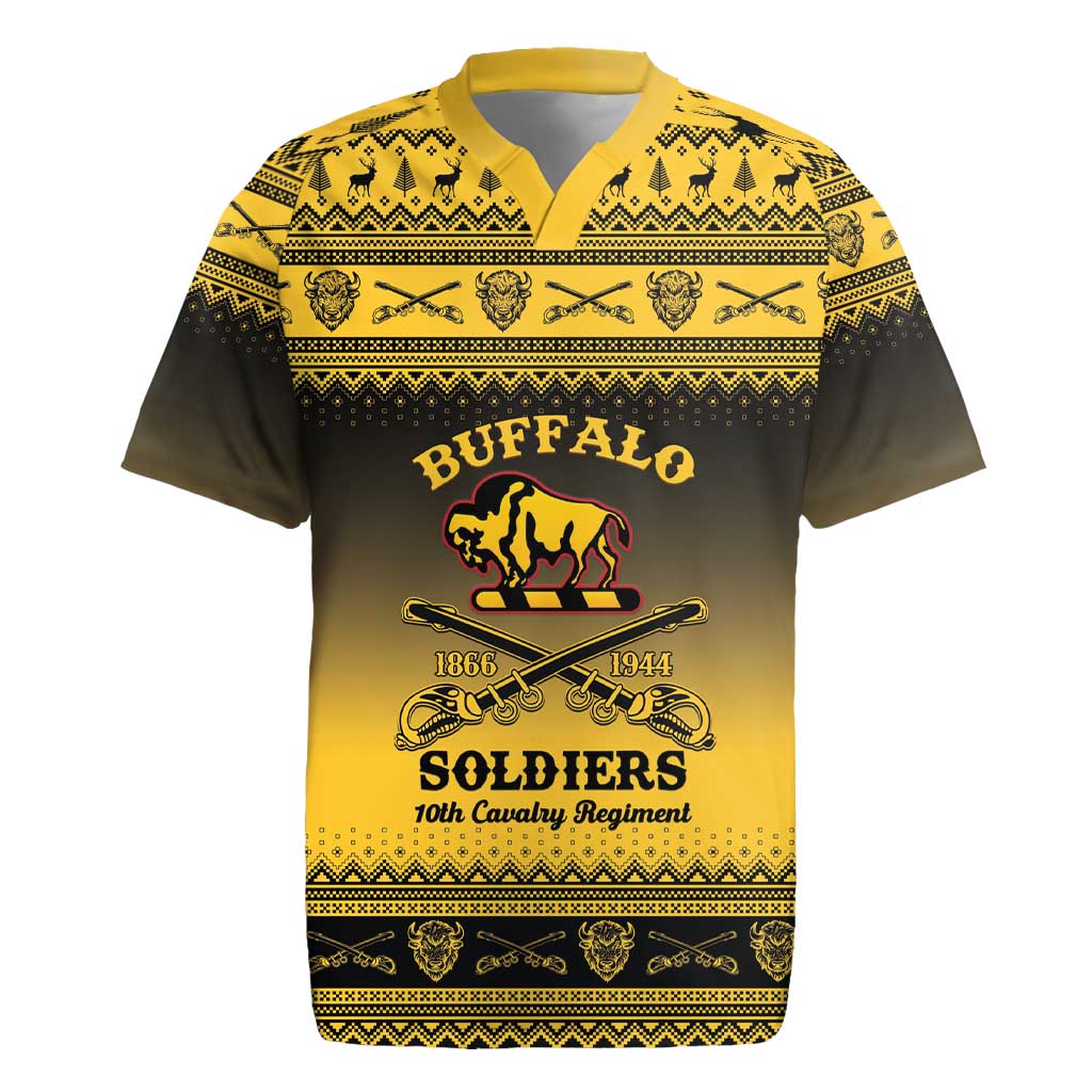 Afro Christmas Buffalo Soldiers Rugby Jersey 10th Cavalry Regiment - African Pride