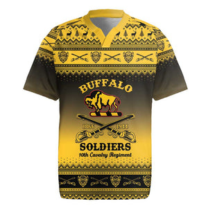Afro Christmas Buffalo Soldiers Rugby Jersey 10th Cavalry Regiment - African Pride
