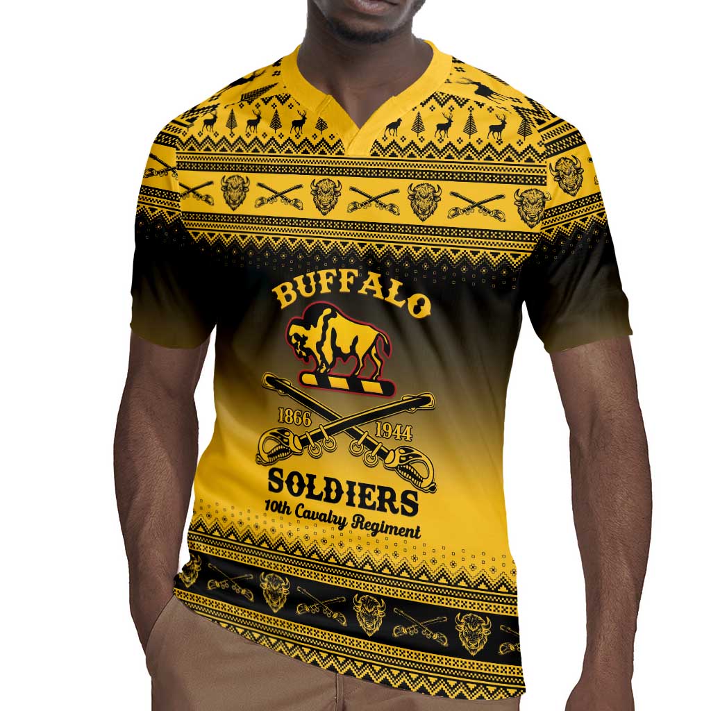 Afro Christmas Buffalo Soldiers Rugby Jersey 10th Cavalry Regiment - African Pride