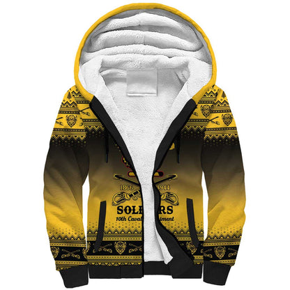 Afro Christmas Buffalo Soldiers Sherpa Hoodie 10th Cavalry Regiment - African Pride