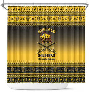 Afro Christmas Buffalo Soldiers Shower Curtain 10th Cavalry Regiment - African Pride