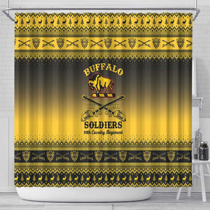 Afro Christmas Buffalo Soldiers Shower Curtain 10th Cavalry Regiment - African Pride
