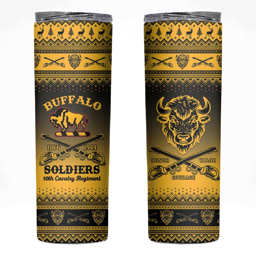 Afro Christmas Buffalo Soldiers Skinny Tumbler 10th Cavalry Regiment - African Pride