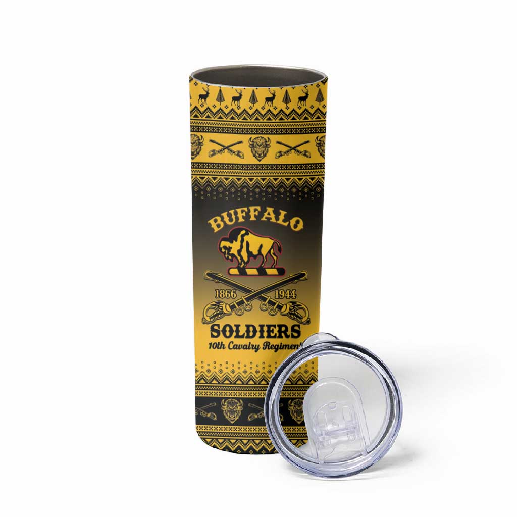 Afro Christmas Buffalo Soldiers Skinny Tumbler 10th Cavalry Regiment - African Pride