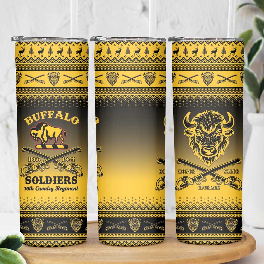 Afro Christmas Buffalo Soldiers Skinny Tumbler 10th Cavalry Regiment - African Pride