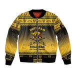 Afro Christmas Buffalo Soldiers Sleeve Zip Bomber Jacket 10th Cavalry Regiment - African Pride