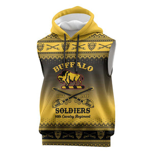 Afro Christmas Buffalo Soldiers Sleeveless Hoodie 10th Cavalry Regiment - African Pride