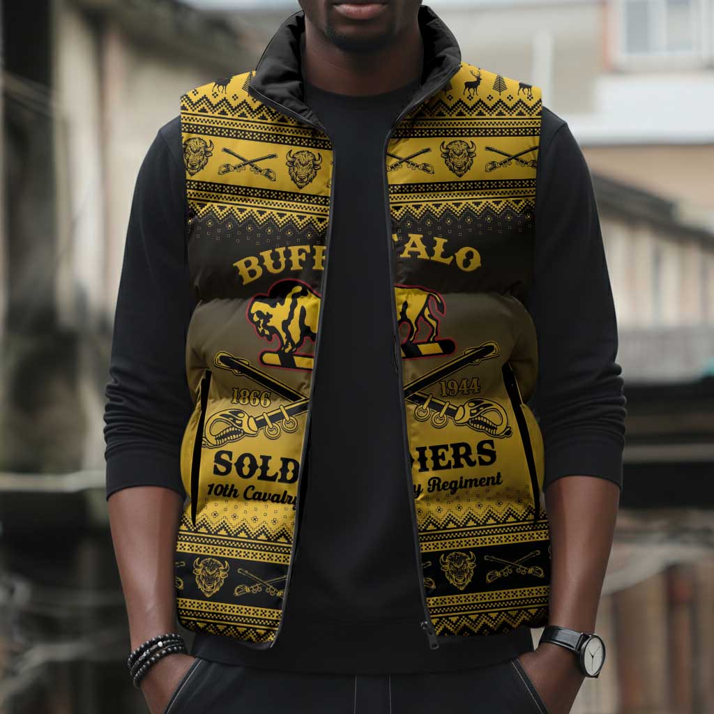 Buffalo Soldiers Christmas Sleeveless Puffer Jacket 10th Cavalry Regiment