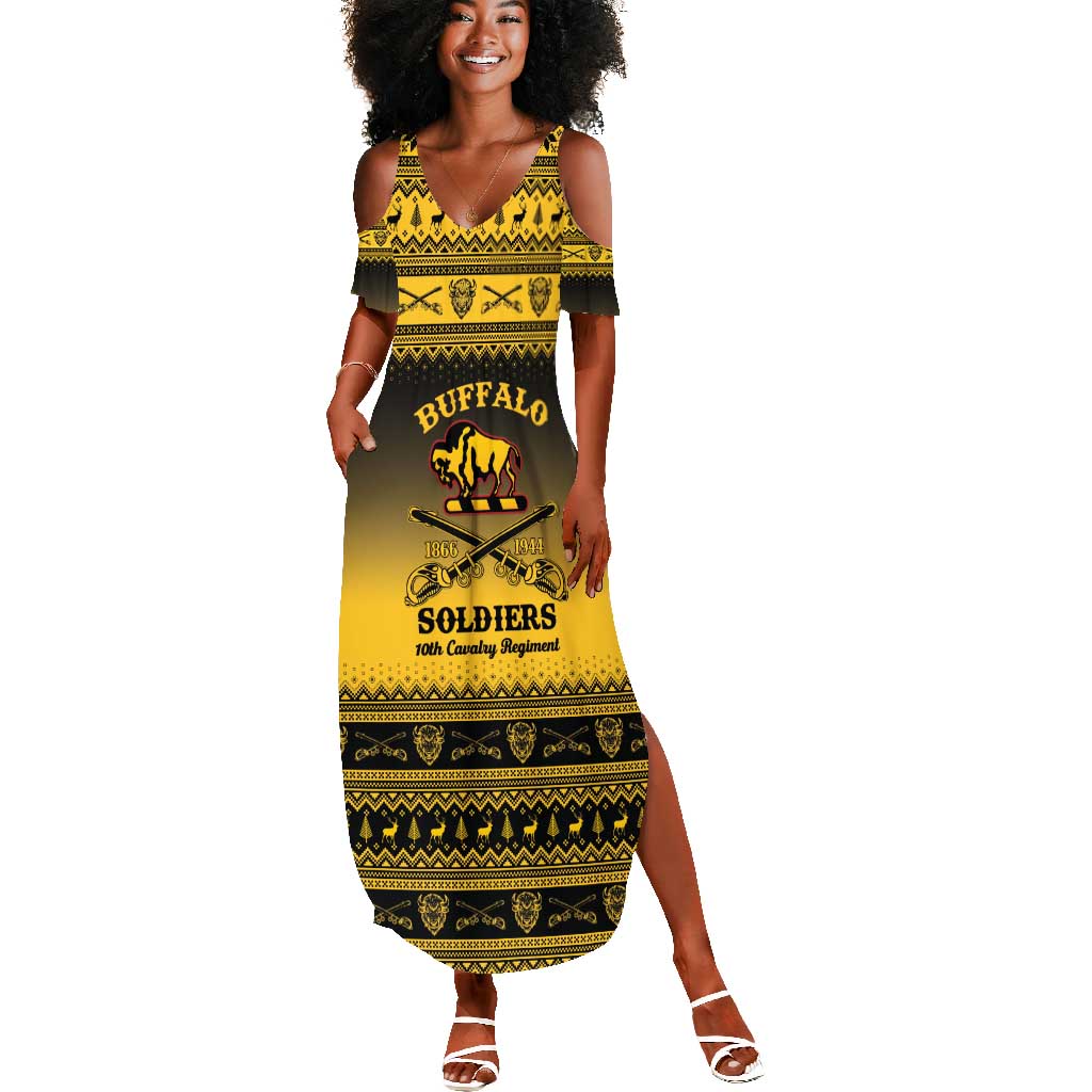 Afro Christmas Buffalo Soldiers Summer Maxi Dress 10th Cavalry Regiment - African Pride