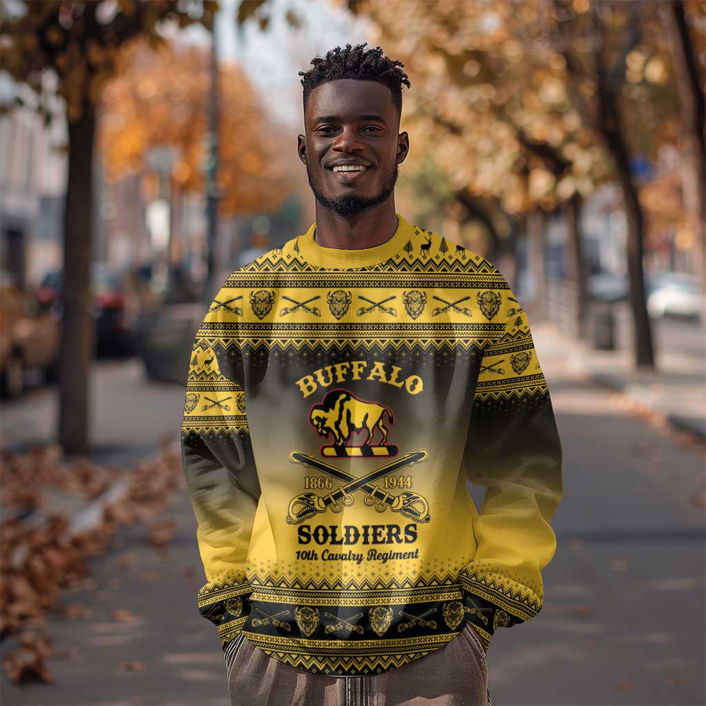 Afro Christmas Buffalo Soldiers Sweatshirt 10th Cavalry Regiment - African Pride