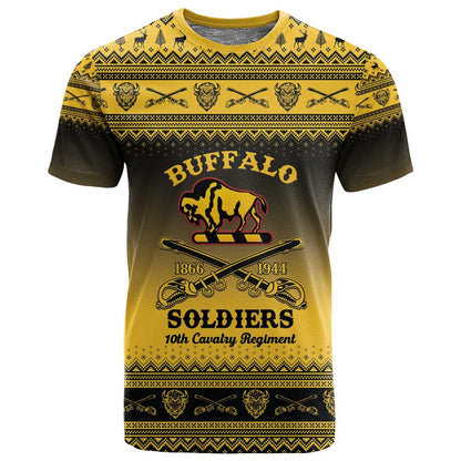 Afro Christmas Buffalo Soldiers T shirt 10th Cavalry Regiment - African Pride