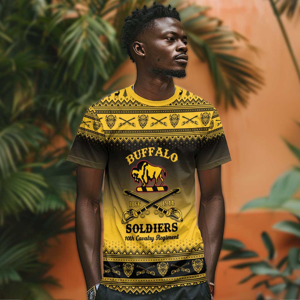 Afro Christmas Buffalo Soldiers T shirt 10th Cavalry Regiment - African Pride