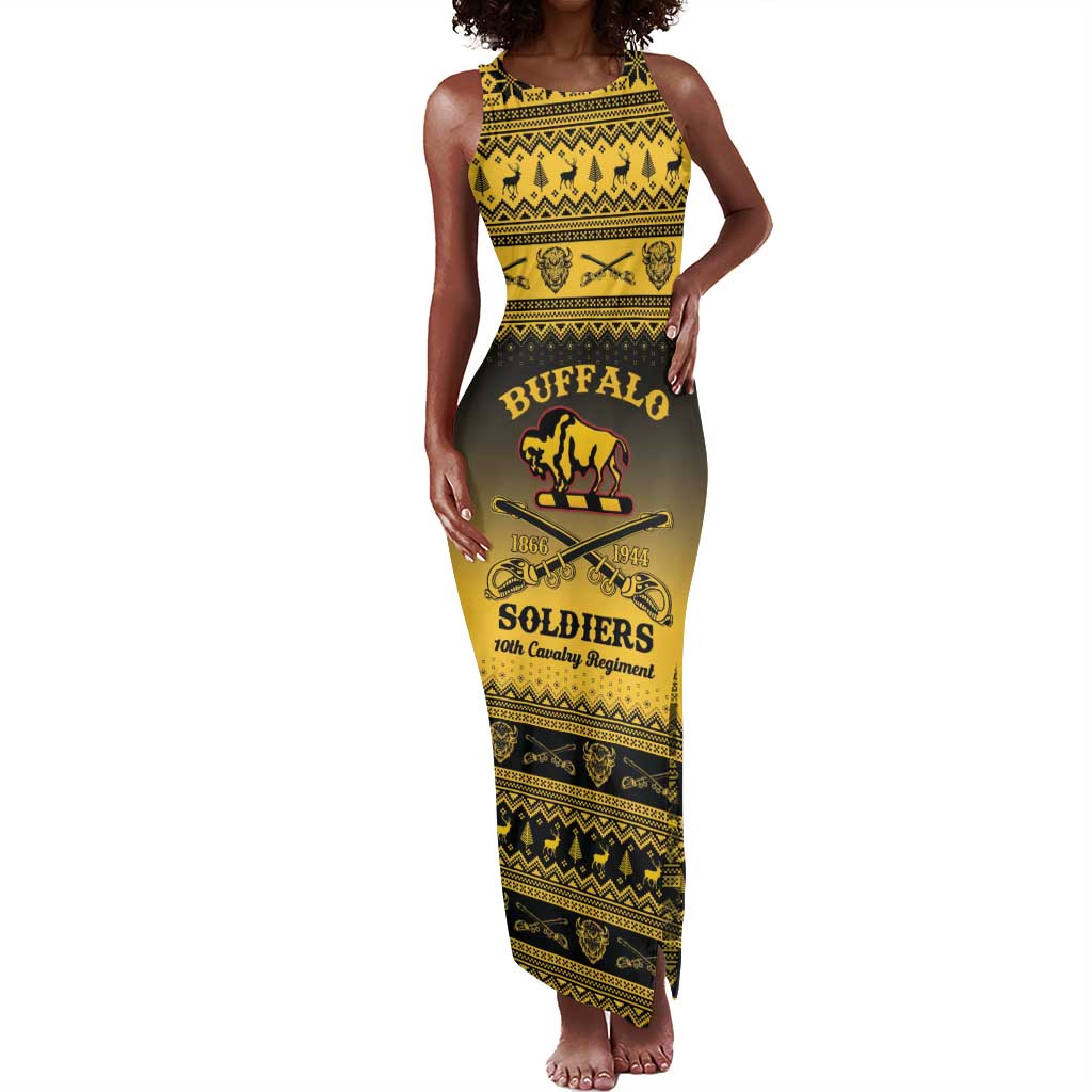 Afro Christmas Buffalo Soldiers Tank Maxi Dress 10th Cavalry Regiment - African Pride