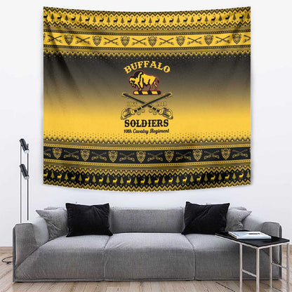Afro Christmas Buffalo Soldiers Tapestry 10th Cavalry Regiment - African Pride