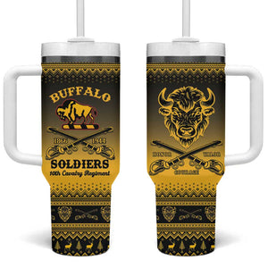Afro Christmas Buffalo Soldiers Tumbler With Handle 10th Cavalry Regiment - African Pride