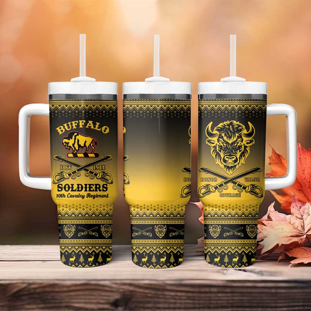 Afro Christmas Buffalo Soldiers Tumbler With Handle 10th Cavalry Regiment - African Pride