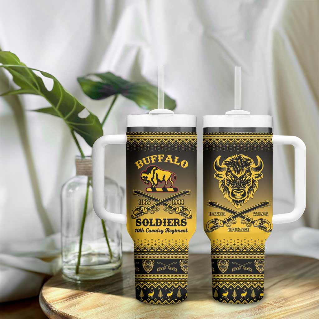 Afro Christmas Buffalo Soldiers Tumbler With Handle 10th Cavalry Regiment - African Pride