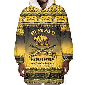 Afro Christmas Buffalo Soldiers Wearable Blanket Hoodie 10th Cavalry Regiment - African Pride