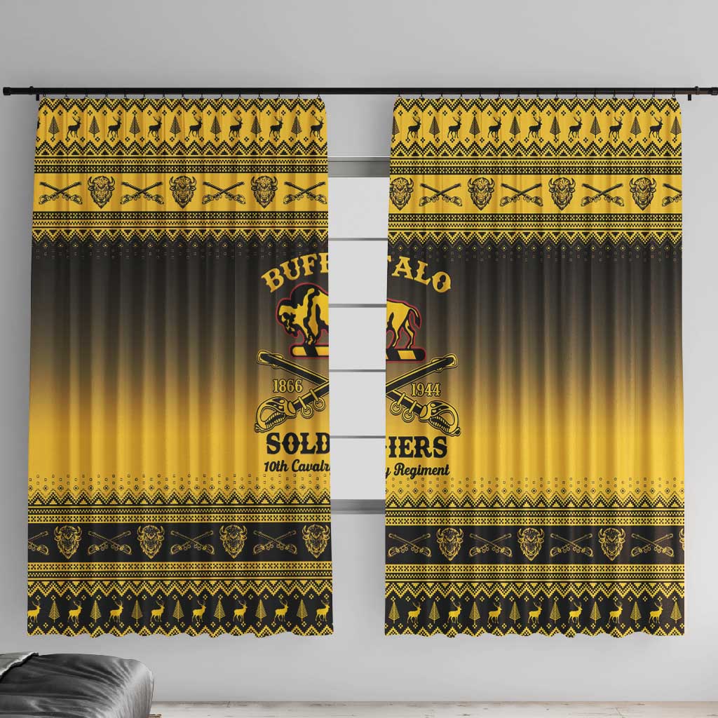Afro Christmas Buffalo Soldiers Window Curtain 10th Cavalry Regiment - African Pride