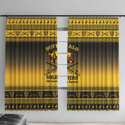 Afro Christmas Buffalo Soldiers Window Curtain 10th Cavalry Regiment - African Pride