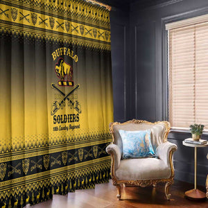 Afro Christmas Buffalo Soldiers Window Curtain 10th Cavalry Regiment - African Pride