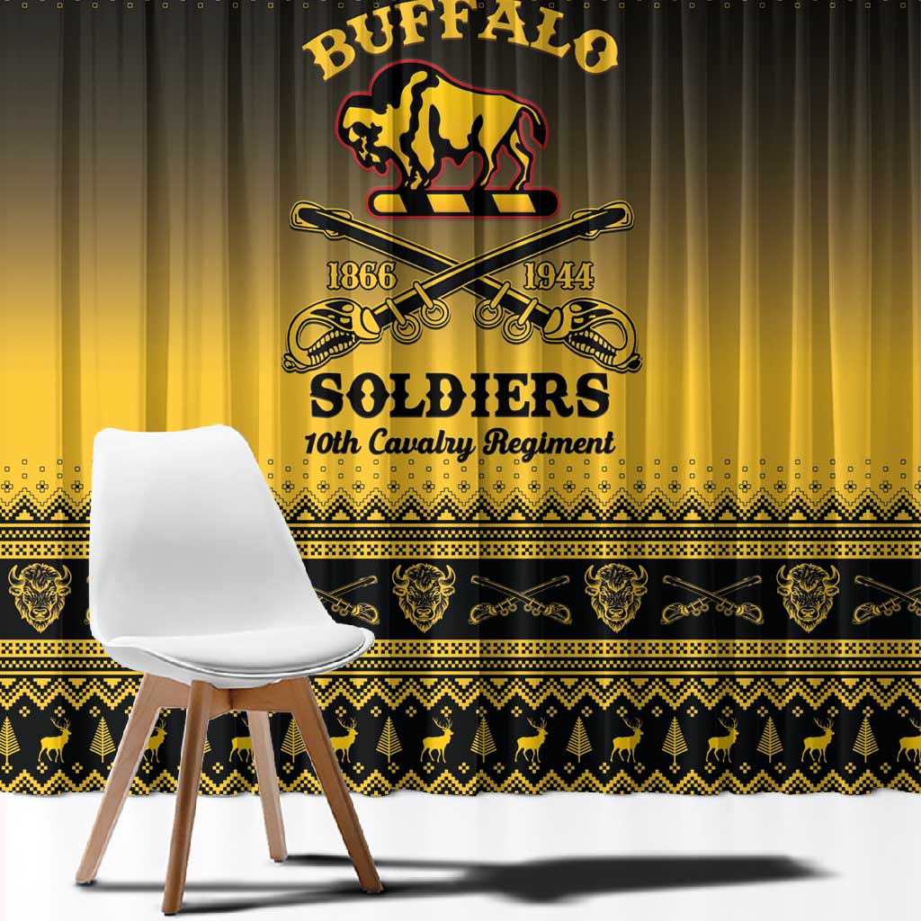 Afro Christmas Buffalo Soldiers Window Curtain 10th Cavalry Regiment - African Pride