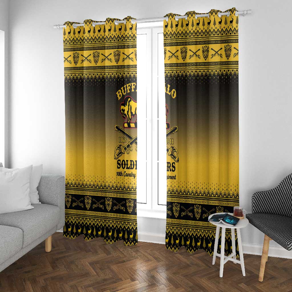 Afro Christmas Buffalo Soldiers Window Curtain 10th Cavalry Regiment - African Pride