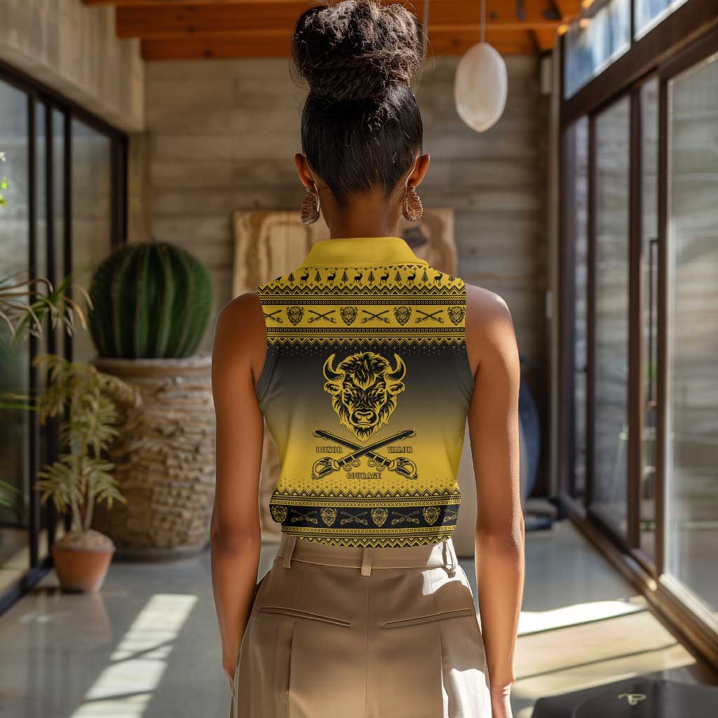 Afro Christmas Buffalo Soldiers Women Sleeveless Polo Shirt 10th Cavalry Regiment - African Pride