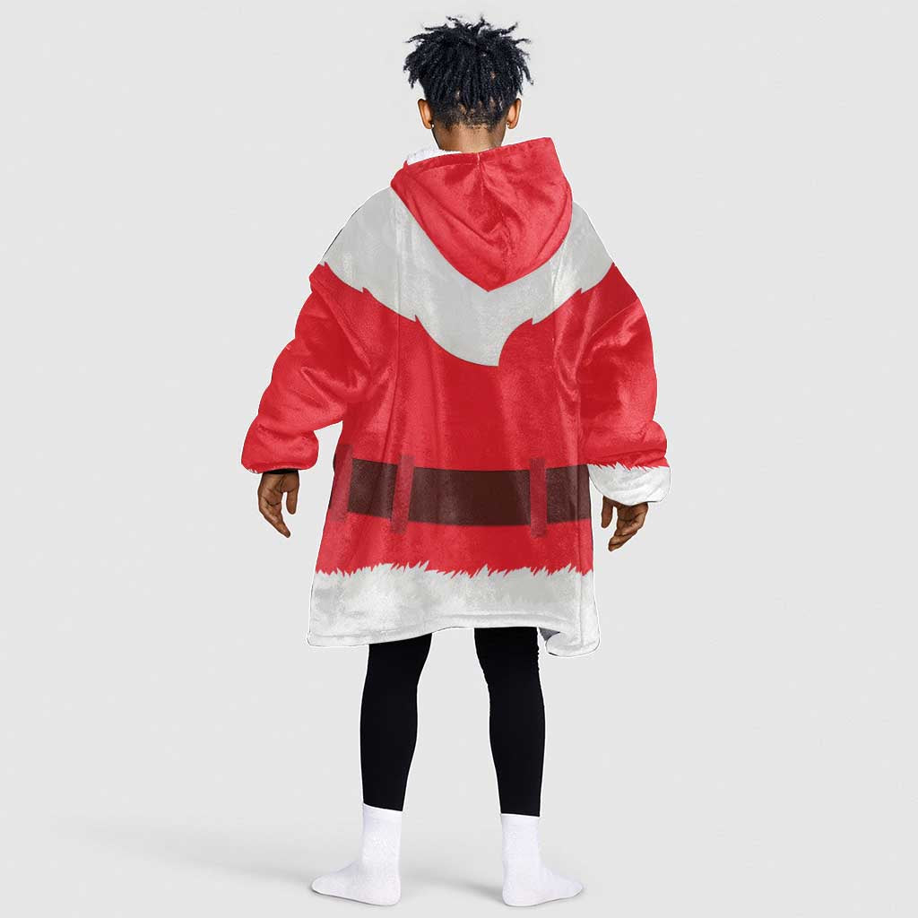 Black Santa Costume Kid Wearable Blanket Hoodie Christmas Holiday Cosplay - African Pride