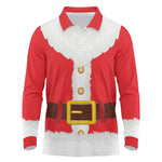 Black Santa Costume Long Sleeve Polo Shirt Christmas Holiday Cosplay - African Pride