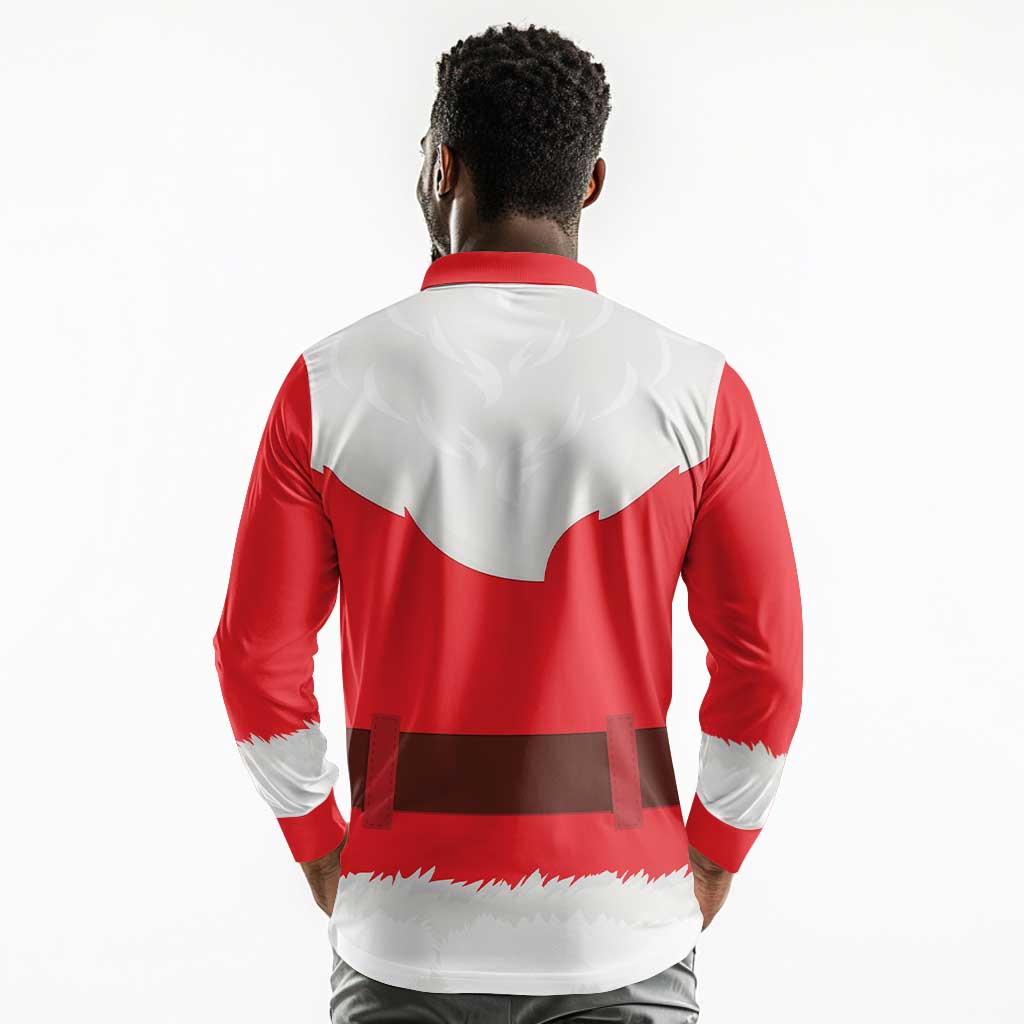 Black Santa Costume Long Sleeve Polo Shirt Christmas Holiday Cosplay - African Pride