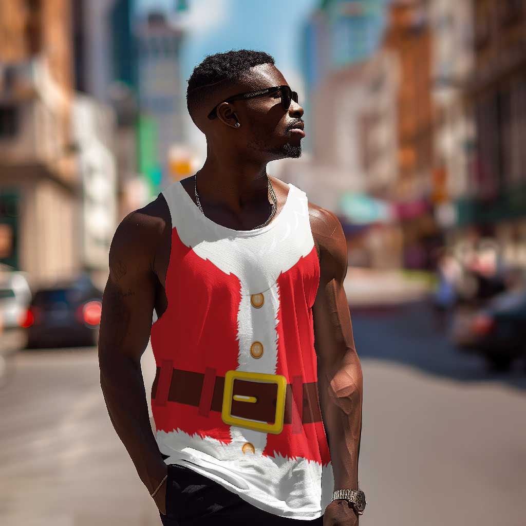 Black Santa Costume Men Tank Top Christmas Holiday Cosplay - African Pride