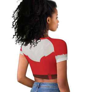 Black Santa Costume Raglan Cropped T shirt Christmas Holiday Cosplay - African Pride