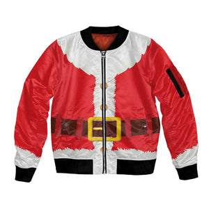 Black Santa Costume Sleeve Zip Bomber Jacket Christmas Holiday Cosplay - African Pride
