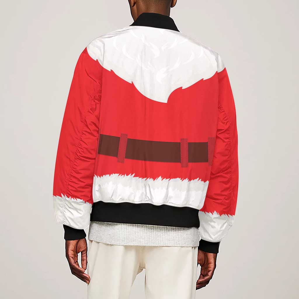 Black Santa Costume Sleeve Zip Bomber Jacket Christmas Holiday Cosplay - African Pride