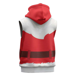 Black Santa Costume Sleeveless Hoodie Christmas Holiday Cosplay - African Pride