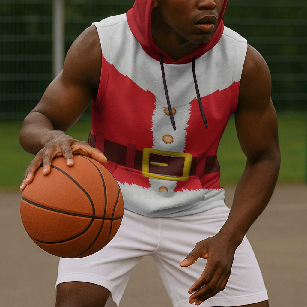 Black Santa Costume Sleeveless Hoodie Christmas Holiday Cosplay - African Pride