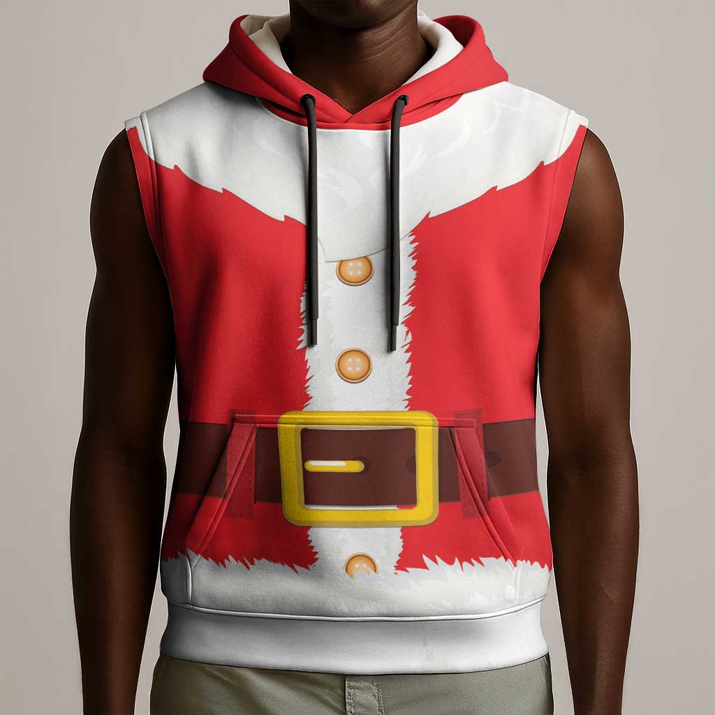 Black Santa Costume Sleeveless Hoodie Christmas Holiday Cosplay - African Pride