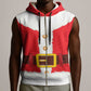 Black Santa Costume Sleeveless Zip Hoodie Christmas Holiday Cosplay - African Pride