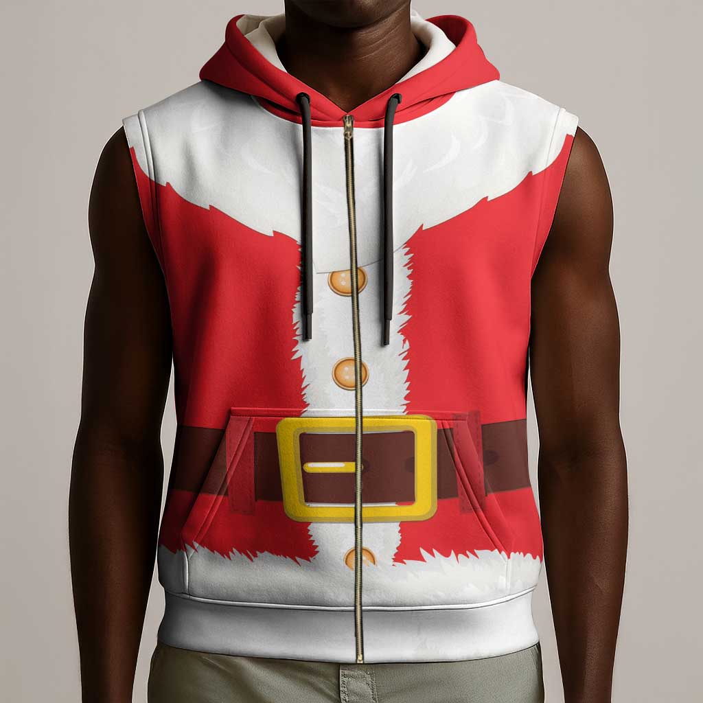 Black Santa Costume Sleeveless Zip Hoodie Christmas Holiday Cosplay - African Pride