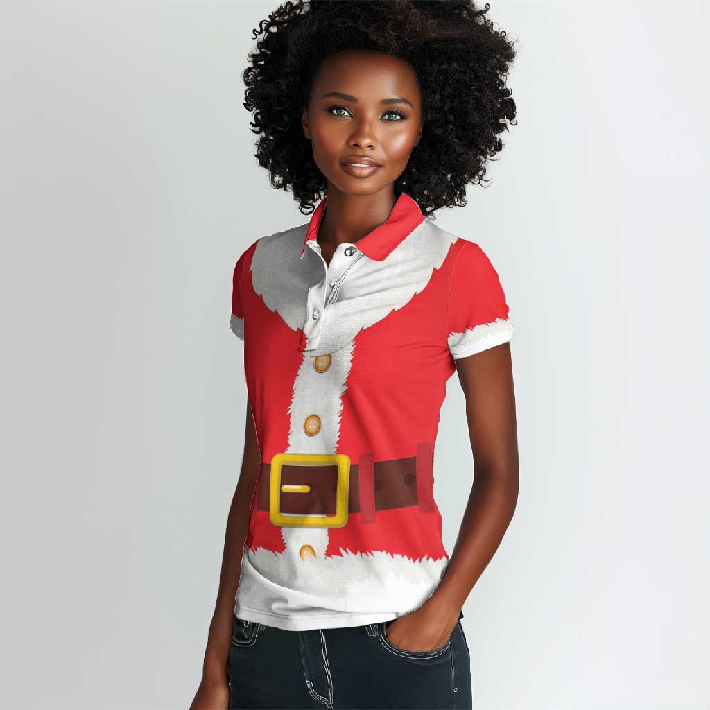 Black Santa Costume Women Polo Shirt Christmas Holiday Cosplay - African Pride